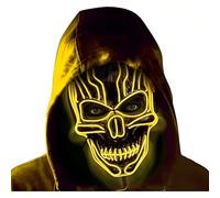 SHANJIA Masque d'Halloween, Masque d'éclairage, LED Light Up Scary Skull Mask pour Halloween Festival Cosplay Masquerade Carnival Party (Jaune)