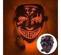 SHANJIA Masque d'Halloween, masques lumineux, LED masques lumineux Halloween Makeup ball horror Skull Mask (Couleur orange)