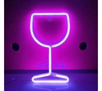 SHANJIA Neon Light, Verre à vin décoration néon LED décoration murale batterie/USB opération Night Light Bar lumière maison, Noël, décoration de chambre à coucher (La couleur violette)