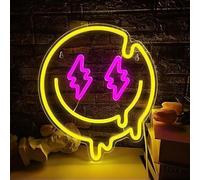 SHANJIA Neon Night Light, Smiley Neon Sign,décoration murale acrylique Neon logo chambre à coucher Chambre d'enfants centre commercial Bar Party décoration (55CM*55CM, Jaune)