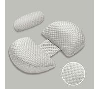 SHANNA 2024 Neuf Coussin de Grossesse pour Dormir, Coussin d'allaitement, Coton Oreiller de Grossesse de Soutien du Corps avec Housse Bambou Rafraîchissant Soyeux(Gris)