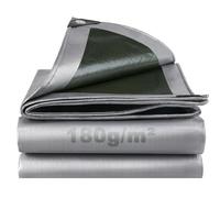 SHANNA Bâche de Protection Exterieur avec Oeillets, 3x3m 180 g/m² PE Bâche Voiture Piscine, Imperméable Résistante aux Déchirures UV Intempéries, Bâche Multi-Usage pour Meubles de Jardin, Vert Argenté