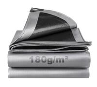 SHANNA Bâche de Protection Exterieur avec Oeillets, 3x6m 180 g/m² PE Bâche Voiture Piscine, Imperméable Résistante aux Déchirures UV Intempéries, Bâches Multiusage pour Meubles de Jardin, Noir Argenté