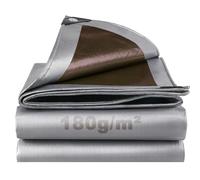 SHANNA Bâche de Protection Exterieur avec Oeillets, 3x6m 180 g/m² PE Bâche Voiture Piscine, Imperméable Résistante aux Déchirures UV Intempéries, Bâches Multiusage pour Meubles de Jardin, Café Argenté