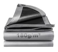 SHANNA Bâche de Protection Exterieur avec Oeillets, 3x6m 180 g/m² PE Bâche Voiture Piscine, Imperméable Résistante aux Déchirures UV Intempéries, Bâches Multiusage pour Meubles de Jardin, Noir Argenté