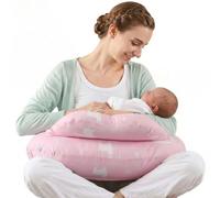 SHANNA Coussin Allaitement Coussin de Grossesse et d'allaitement XXL Oreiller d'allaitement Ergonomique Coussin de Maintien avec Coussin Housse 100% Cotton Amovible(Ours Rose)