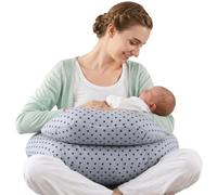 SHANNA Coussin Allaitement Coussin de Grossesse et d'allaitement XXL Oreiller d'allaitement Ergonomique Coussin de Maintien avec Coussin Housse 100% Cotton Amovible(Etoiles Gris Blanc)