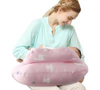 SHANNA Coussin Allaitement Coussin de Grossesse et d'allaitement XXL Oreiller d'allaitement Ergonomique Coussin de Maintien avec Coussin Housse 100% Cotton Amovible(Ours Rose)