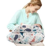 SHANNA Coussin Allaitement Coussins de Grossesse et d'allaitement XXL Oreiller d'allaitement Ergonomique Coussins de Maintien avec Coussin Housse 100% Cotton Amovible(Faune Marine)