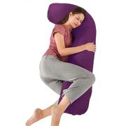 SHANNA Coussin de Grossesse pour Dormir, Oreiller de Grossesse pour Femme Enceinte en Forme de J Support Coussin d'allaitement et Coussin de Maternité avec Housse Lavable et Remplable, Velours Violet