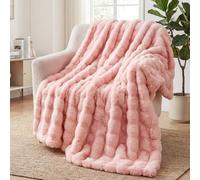 SHANNA Couverture 130x160 cm, Epaisse Plaid Lapin en Peluche Super Douce et Duveteux, Plaid Fausse Fourrure Haute Qualité, Polyvalente Plaids Polaire Chaude et Confortable pour Chambre Canapé Voyage