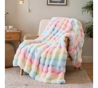 SHANNA Couverture 160x200 cm, Epaisse Plaid Lapin en Peluche Super Douce et Duveteux, Fausse Fourrure Haute Qualité, Polyvalente Plaid Polaire Chaude et Confortable pour Chambre, Canapé, Voyage