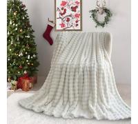 SHANNA Couverture 180x230cm, 450 GSM Épaisse Super Doux et Chaud Bulles Plaid en Velours de Lait, Fausse Fourrure Haute Qualité, Polyvalente Confortable pour Chambre Canapé Voyage