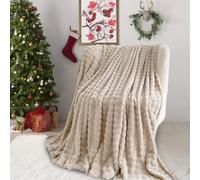 SHANNA Couverture douce et chaude en velours de lait à bulles 450 g/m² - Couvre-lit moelleux et polyvalent pour chambre, canapé, voyage, voiture, camping (Camel, 130 x 160