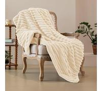 SHANNA Couverture en polaire, fausse fourrure de lapin, moelleuse et chaude, polyvalente, 540 g/m² d'épaisseur, 130 x 160 cm), abricot