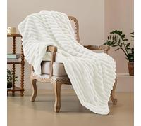 SHANNA Couverture en polaire, fausse fourrure de lapin, moelleuse et chaude, polyvalente, 540 g/m² d'épaisseur, 100 x 160 cm, blanc