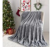 SHANNA Couverture super douce et chaude en velours de lait à bulles - 450 g/m² - Large couverture moelleuse et polyvalente pour chambre à coucher, canapé, voyage, voiture, camping (gris foncé, 130 x