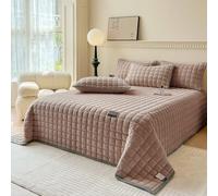 SHANNA Couvre-lit Extra Large en Velours de Lait : Couvre-lit 3 Pièces 230 x 250 cm avec Taies d'Oreiller 50 x 70 cm Élégant Lit Double Doublé et Matelassé pour Salon (Café)