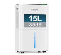 SHANNA Deshumidificateur d air 15L/J, déshumidificateur pour maison 40m² avec arrêt automatique, idéal pour, salles de bains, chambres, appartements, sous-sols, Échange 1 an, Gar. 10 ans