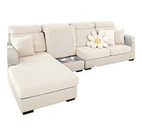 SHANNA Extensible Housse de Canapé 3 Places, Universelle Housse Canape Protection Chat Chiens Griffures, Housse de Coussin et Siège Résistante à l'usure (Tissage Blanc, Housse de Méridienne)