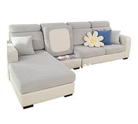 SHANNA Extensible Housse de Canapé 3 Places, Universelle Housse Canape Protection Chat Chiens Griffures, Housse de Coussin et Siège Résistante à l'usure (Tissage Gris Clair, Housse de Méridienne)