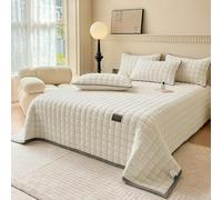 SHANNA Extra Grande Couette Couvre-lit : Velours de Lait Doux Couvre-lit Hypoallergénique Couverture Idéale comme Couvre-lit 230 X 250 Cm avec 2 Taies d'oreiller Assorties 50 X 70 Cm (Beige)