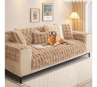 SHANNA Housse de Canapé Épais 1/2/3/4 Places en Forme de L, Couvre Canapé Protege Housse de Canapé Universelle Antidérapante en Fausse Fourrure pour Salon (Peluche Kaki, 90 x 160 cm)