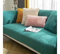 SHANNA Housse de Canapé Épais 1/2/3/4 Places en Forme de L, Couvre Canapé Protege Housse de Canapé Universelle Antidérapante en Fausse Fourrure pour Salon (Sherpa Vert, 90 x 180 cm)