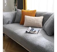 SHANNA Housse de Canapé Épais 1/2/3/4 Places en Forme de L, Couvre Canapé Protege Housse de Canapé Universelle Antidérapante en Fausse Fourrure pour Salon (Sherpa Gris, 70 x 210 cm)