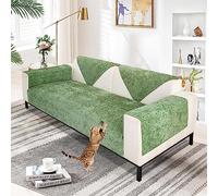 SHANNA Housse de Canapé Épais 1/2/3/4 Places en Forme de L, Couvre Canapé Protege Housse de Canapé Universelle Antidérapante en Fausse Fourrure pour Salon(Chenille Douce Vert, 70 x 90cm)