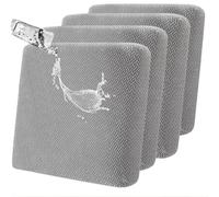 SHANNA Housse de Coussin de Canapé Extensible : Lot de 4 Housses Douces pour Meubles de Jardin, Idéales pour Enfants (Gris Clair)