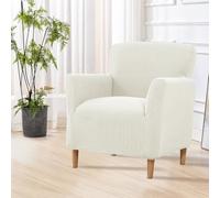 SHANNA Housse de fauteuil de banquet extensible : Housse de chaise tricotée de luxe du milieu du siècle 1 pièce super douce avec fond élastique, protecteur de meubles pour salon, chambre (A-Crème)