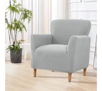 SHANNA Housses de chaise de banquet extensibles : 1 pièce, Housse de fauteuil en tricot de luxe du milieu du siècle, antidérapante, couleur unie pour bureau, réception, lecture, canapé (gris clair)
