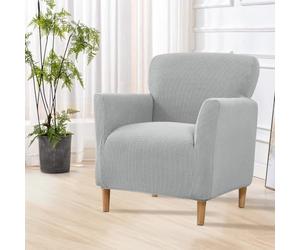 SHANNA Housses de chaise de banquet extensibles : 1 pièce, Housse de fauteuil en tricot de luxe du milieu du siècle, antidérapante, couleur unie pour bureau, réception, lecture, canapé (gris clair)