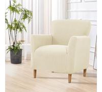 SHANNA Housses de Chaise de Banquet Extensibles : 1 Pièce Housses de Fauteuil Tricotées Modernes de Luxe Super Douces Antidérapantes Couleur Unie Housse de Fauteuil avec Accoudoirs pour Salon (A-Beige