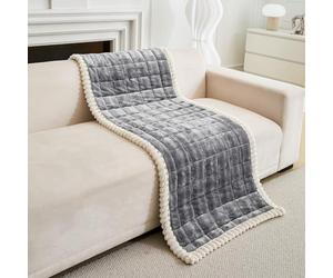 SHANNA Housses De Coussin De Canapé Matelassées en Velours Peluche Magiques, Housses De Canapé Épaisse, Tapis De Canapé pour Animaux Ultra Doux, sans Décoloration pour Salon (Gris Foncé, 70×210cm)