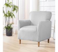 SHANNA Housses de Fauteuil Luxe pour Banquet: Velours du Milieu du Siècle 1 Pièce de Housses de Chaise Extensibles Antidérapantes Unicolores pour Bureau, Réception, Canapé de Lecture (Gris Clair)