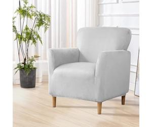 SHANNA Housses de Fauteuil Luxe pour Banquet: Velours du Milieu du Siècle 1 Pièce de Housses de Chaise Extensibles Antidérapantes Unicolores pour Bureau, Réception, Canapé de Lecture (Gris Clair)