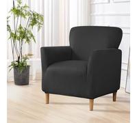 SHANNA Housses de Fauteuil Velours pour Banquet: 1 Pièce De Housses De Chaise De Luxe du Milieu du Siècle, Super Doux, Jacquard avec des Tiges en Mousse pour Le Salon Et La Chambre À Coucher (Noir)