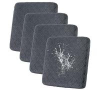 SHANNA Lot de 4 housses de coussin de canapé modernes en jacquard imperméable et amovible, convient pour fauteuil, canapé (gris foncé)
