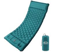 SHANNA Matelas Camping Ultra-Épais 12 Cm, Léger, Pompe Incluse, 80 Cm Large, Compact, Anti-Déchirure, Oreiller. pour Bikepacking. (Bleu Paon-CC)