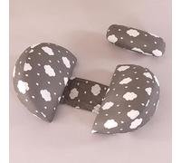 SHANNA Neuf Coussin de Grossesse pour Dormir, Coussin d'allaitement, Coton Oreiller de Grossesse de Soutien du Corps pour Maintenir Votre Dos, Coussin de maternité avec Housse Amovible(Gris Nuage)