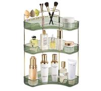 SHANNA Rangement Maquillage Cosmétique: Organisateur de Salle de Bain Vert de 3 Étages Angle Maquillage Organisateur Grande Capacité Organisateur de Beauté Maquillage pour Commode, Chambre