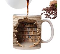 Shannan Bibliothèque 3D, Tasse en Céramique Isolée, 11 Oz, Blanc, Tasse À Café, Réutilisable, Maison, Voyage, Novelty, Bibliothèque, Anniversaire, Noël, Nouvelle Année