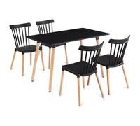 SHANNON/RAVI Ensemble de salle à manger avec table et 4 chaises - Noir - Petite table de 120 x 70 cm - Table avec 4 chaises - Meuble de salle à manger pour intérieur moderne et scandinave - Charge