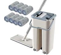 shanpu Serpillère de sol, poignée téléscopique rotative à 360 degrés, serpillère autonettoyante, coussinets en microfibre et seau de nettoyage