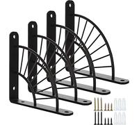 SHANQIAN 4PCS Support d'étagère Murale Noire 150×150MM Robuste Equerre Metal Etagere Support Etagere Mural Fixation pour Etagere Murale - Charge Maximale 50KG