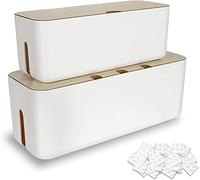 SHANQIAN Lot 2 Boîte Cache Câble, Grand Boîte de Rangement Câbles Electriques avec Bois Couvercle, Boite Cache Multiprise pour Protection de Câble et Multiprise Electrique