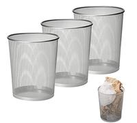 ShanQian Lot de 3 Corbeille à Papier, 12L Poubelle de Bureau Métal Maille, Petit Corbeille Poubelle Bureau de Cusine de Chambre de Salles de Bains - 26.5 x 23.5 x 18.8 CM