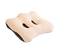 SHANRROW Coussin De Siège pour Tubérosité Ischiatique avec Deux Trous pour Les Os Assis, Coussin De Soulagement des Os Assis en Mousse À Mémoire De Forme pour Les Fesses Et Les Ischio-Jambiers,Beige